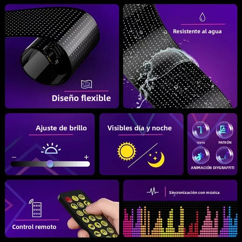 Panel de píxeles de matriz LED, ojo de camión, aplicación Bluetooth, Panel de píxeles de matriz, luz nocturna, bricolaje, programable, Flexible para tienda de coches, Bar de Hotel