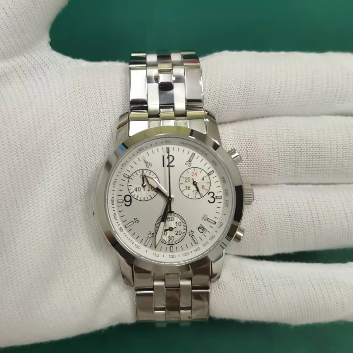 Reloj de Hombre de Acero Inoxidable con Cristal de Zafiro, Cuarzo, Cronógrafo, Resistente al Agua 50M, Deportivo, de Lujo, para Negocios, 316L
