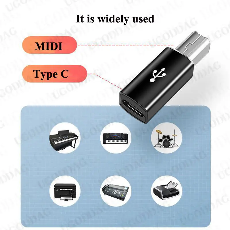 Adaptador USB tipo C hembra a USB B macho para teclado de impresora, Piano, tambores electrónicos tipo B 2,0, convertidor de instrumentos electrónicos