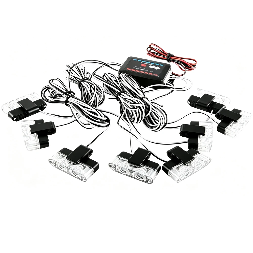 2 Luces Estroboscópicas LED para Parrilla de Coche, Color Ámbar Amarillo, Lámpara de Advertencia Intermitente LED de 12V, Accesorios para Parrilla de Vehículo