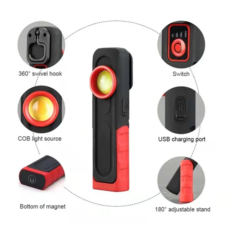 Herramientas de detalles de automóviles, linterna USB, luz de inspección, lámpara con acabado de pintura de coche, escaneo, remolino, luces de trabajo multifunción para reparación de automóviles