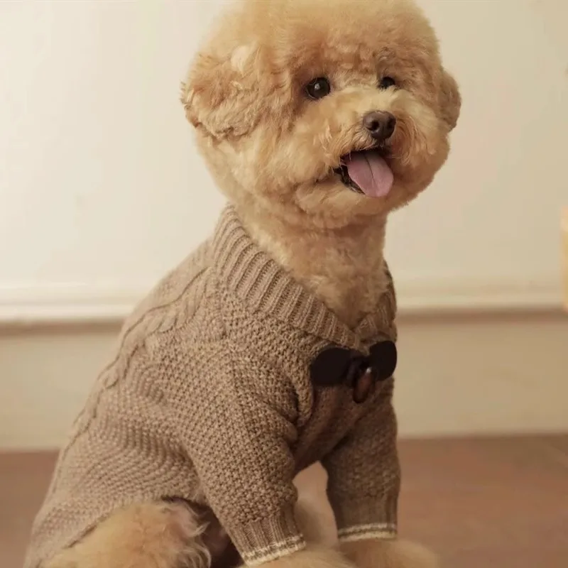Suéter clásico para perros, ropa de invierno para perros, cárdigan, abrigo cálido para perros, ropa para Chihuahua Bichon Yorkie, chaqueta tejida para gatos, disfraz para cachorros