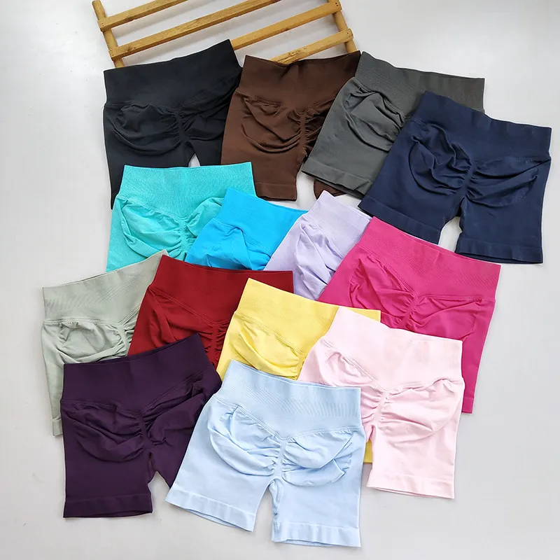 Pantalones cortos deportivos sin costuras de cintura alta para mujer: compresión para control de barriga, levantamiento de glúteos, transpirables de alta elasticidad, para YOGA