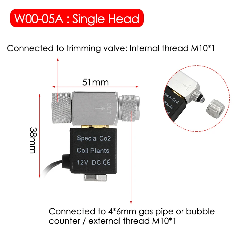 Válvula Solenoide para acuario, regulador de sistema de CO2, accesorios para acuario, válvula magnética eléctrica de baja temperatura para pecera DC12V