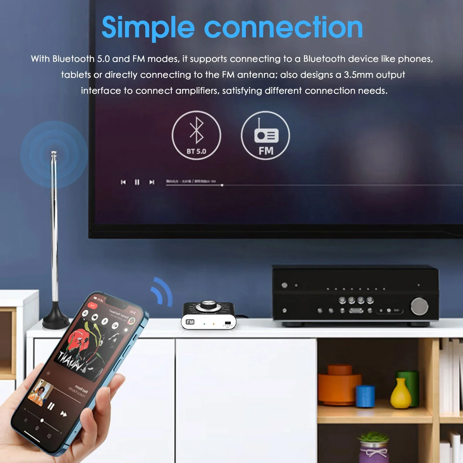 Douk Audio Portátil 87-108Mhz Sintonizador de Radio FM Estéreo Bluetooth 5.0 Receptor Recargable con Salida de 3,5 mm