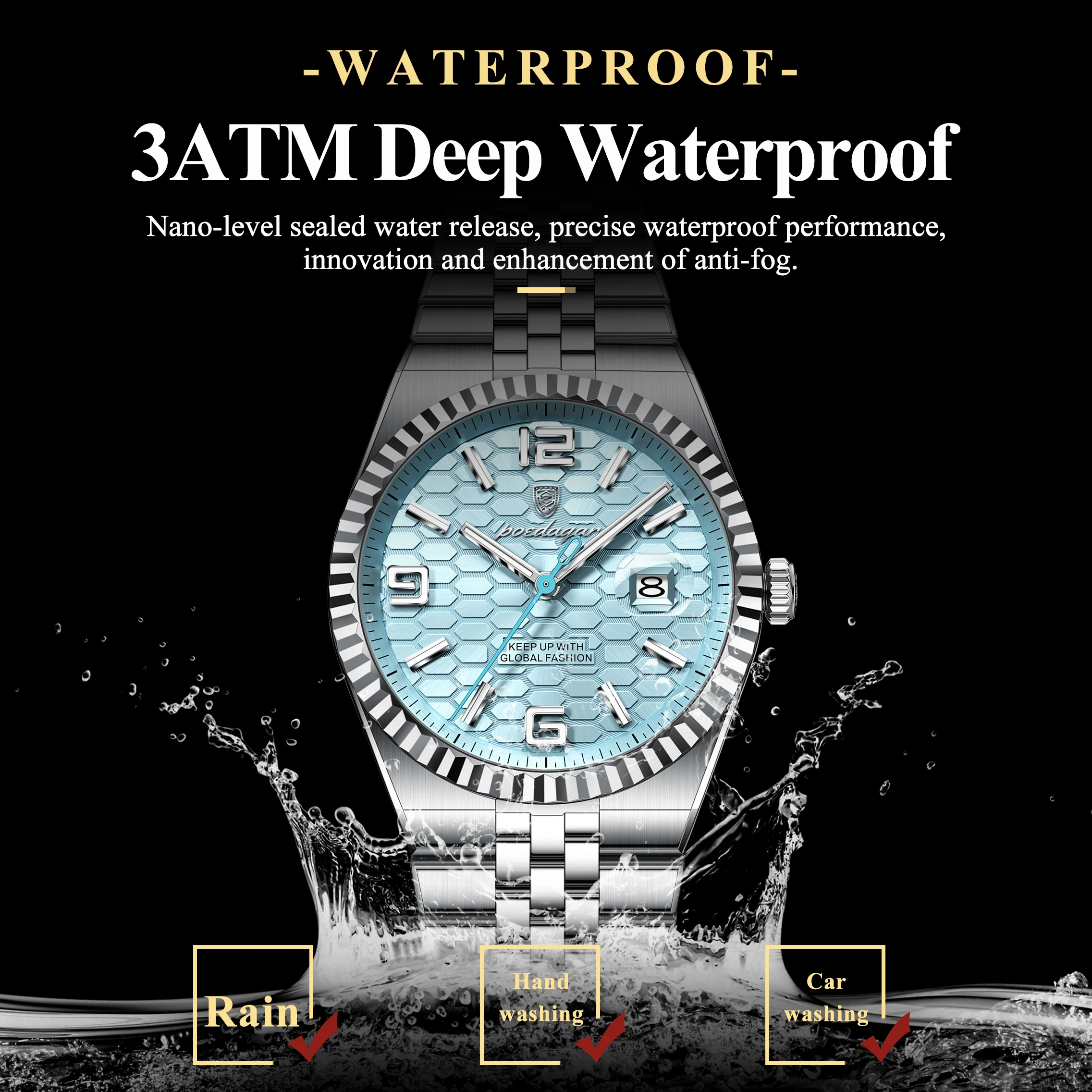 Reloj de Pulsera POEDAGAR para Hombre, de Cuarzo, Resistente al Agua, de Acero Inoxidable, Luminoso, con Fecha, Elegante y Moderno