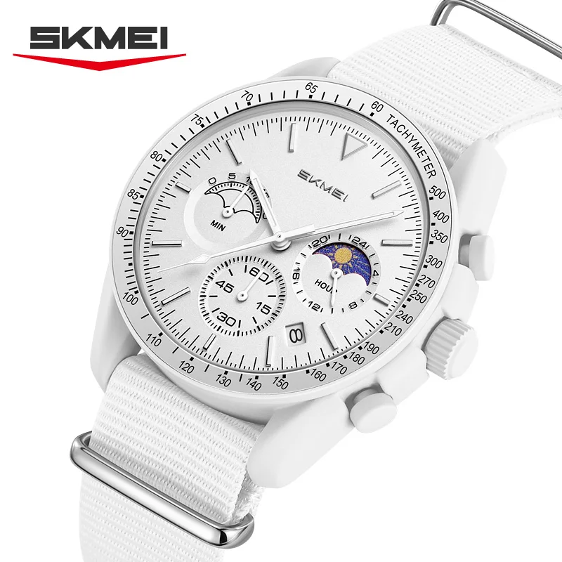 Relojes de Cuarzo SKMEI 9392 con Cronógrafo para Hombre y Mujer, Reloj Deportivo Resistente al Agua 30M con Correa de Nailon, Regalos, Reloj Mujer