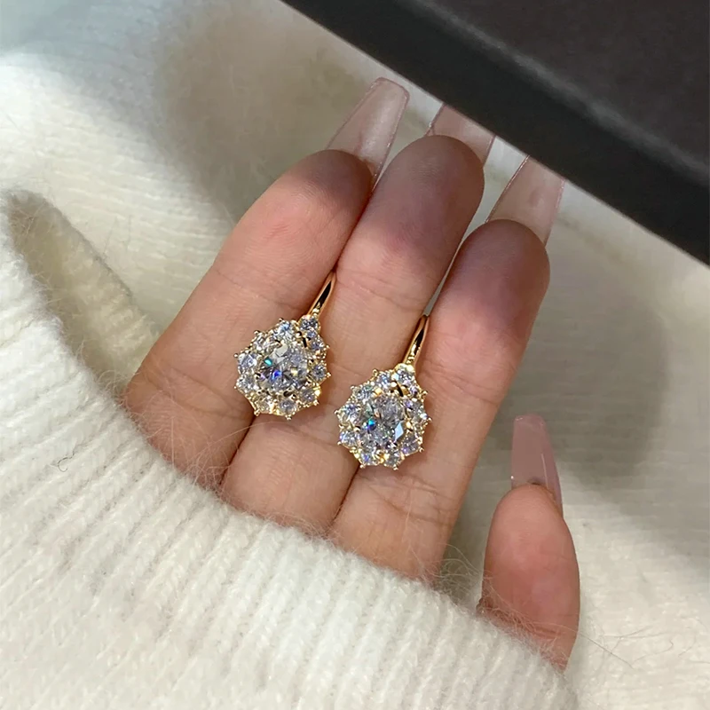 Pendientes de aro de moissanita con corte de pera de 6x8 mm brillantes Lnngy para mujer, pendientes en forma de U rellenos de oro de 14 quilates, regalo de joyería de tendencia 2026