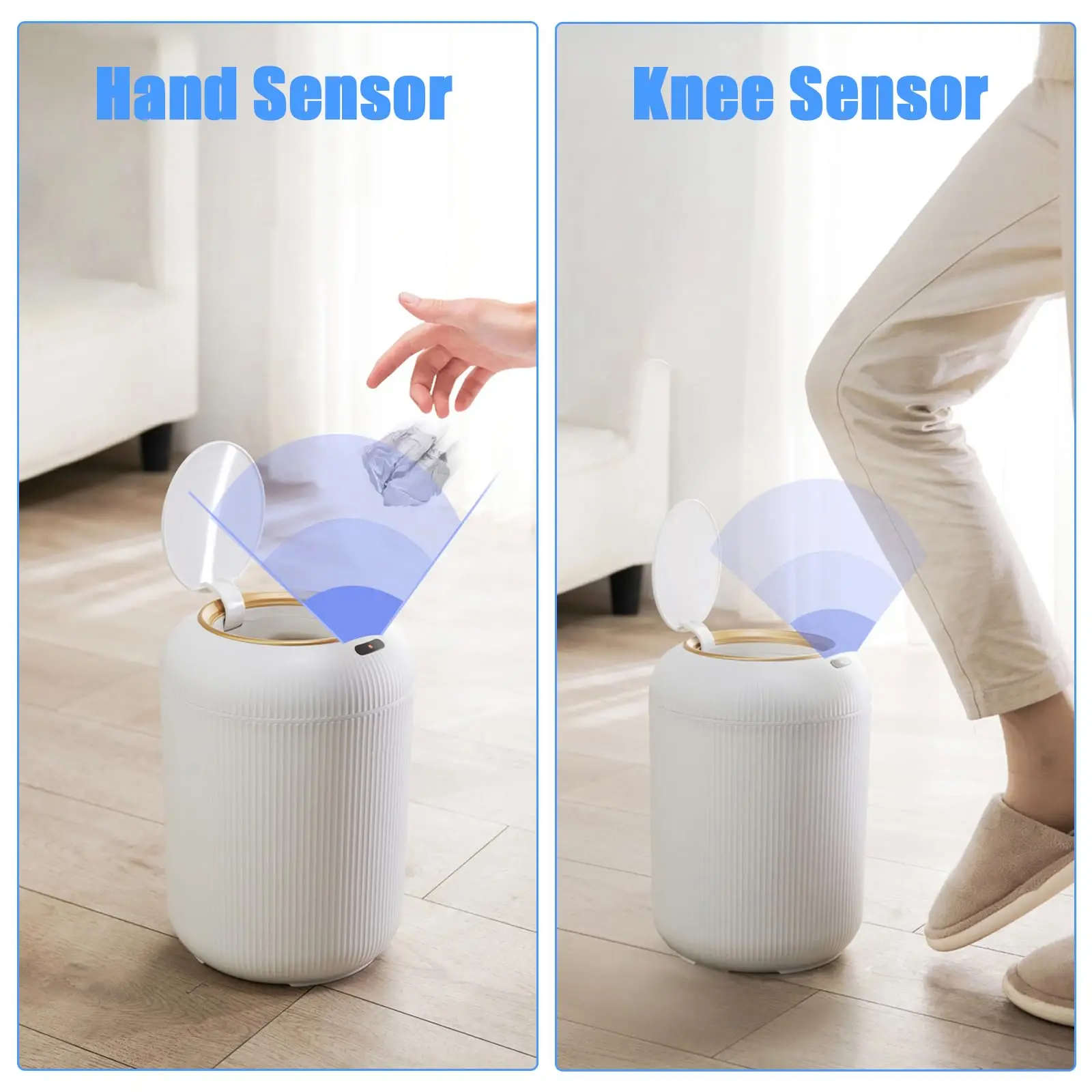 Cubo de basura automático con tapa, cubo de basura inteligente de plástico pequeño, cubo de basura con sensor de movimiento para dormitorio, baño, cocina, oficina