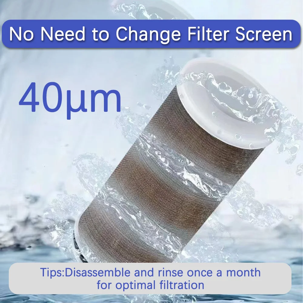 Filtro de grifo de jardín prefiltro de 1/2 ", 40μm, con filtro de pantalla de acero inoxidable 316, impurezas para cocina, baño y patio, 1 ud.