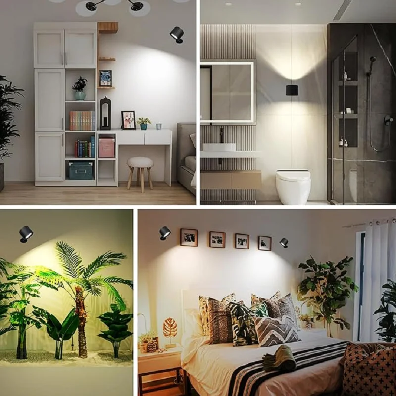 Apliques de pared LED, lámpara de pared de doble cabezal con Control táctil, luces de pared giratorias 360 de 3 colores, luces nocturnas inalámbricas para dormitorio