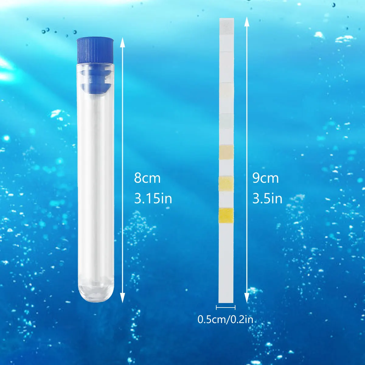 100 Uds tiras de prueba de acuario tira de prueba de calidad del agua 7/en1 Kit de prueba de tanque de peces agua dulce agua salada acuario tiras de prueba de pH