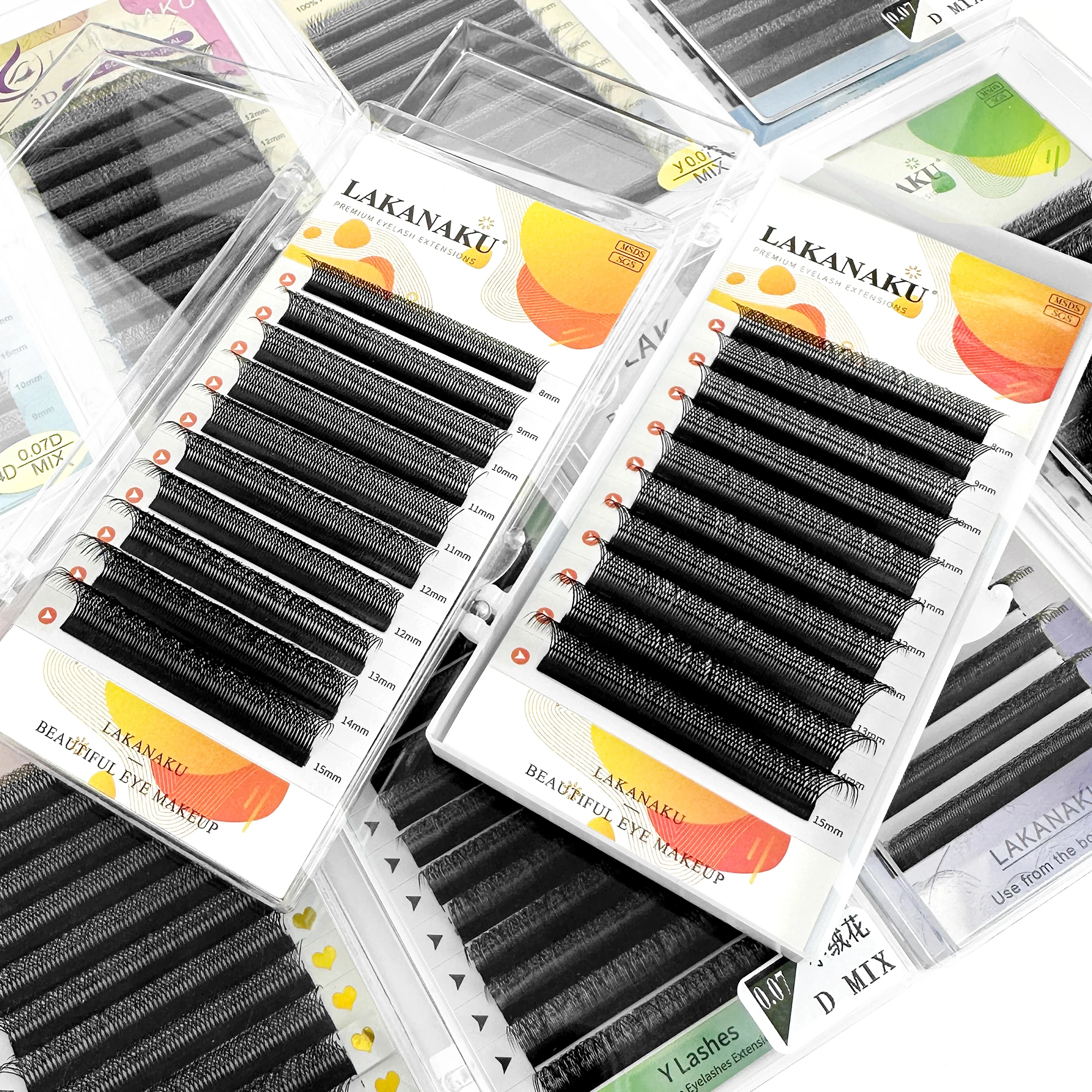 LAKANAKU 6 bandejas 6D extensiones de pestañas en forma de W volumen Egipcio Cilios completos Natural Fio 6w pestañas suaves ventiladores