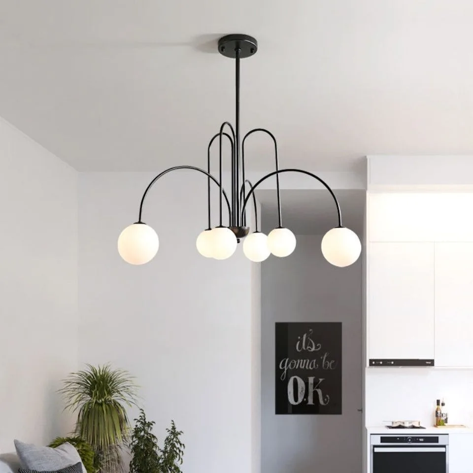 Luz colgante minimalista nórdica para sala de estar, lámpara de restaurante, cafetería, tienda de ropa, de Arte Negro candelabro, dorado y rojo