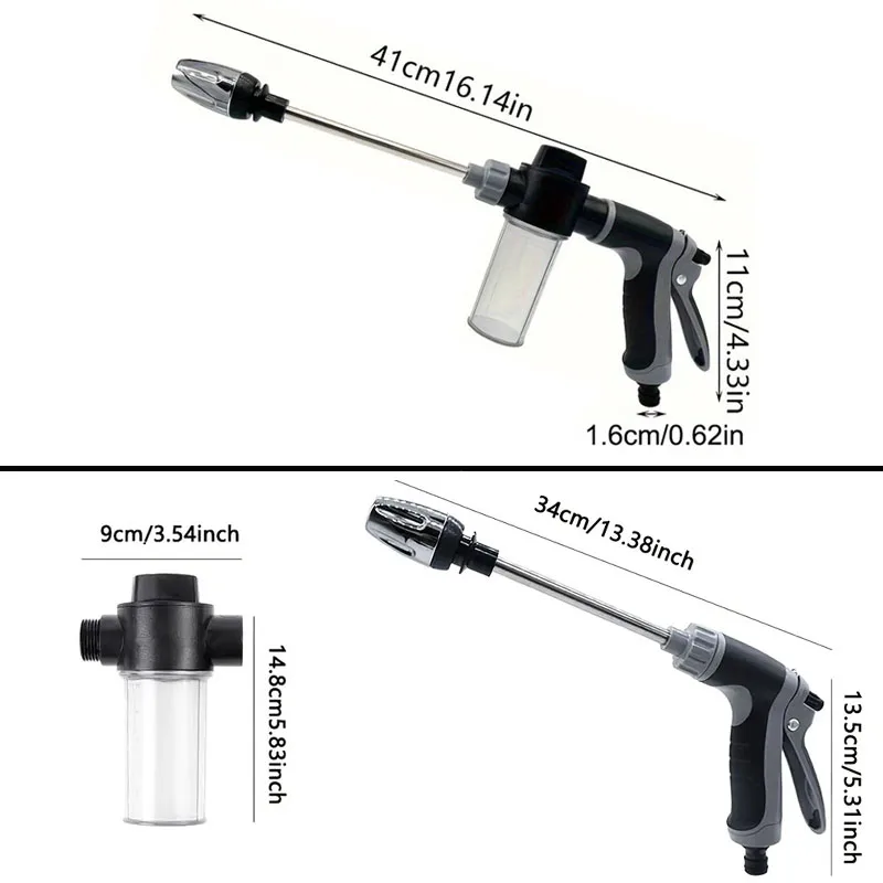 Boquilla de tubería de agua de jardín con pistola de agua para lavado de coches de alta presión, herramienta de riego multifuncional, limpieza potente para coches y jardines