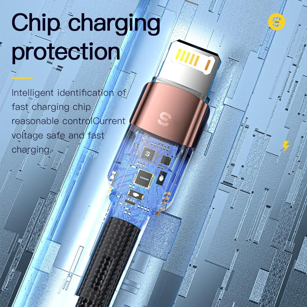 Cable USB Essager para Iphone14 13 12 11 Pro Max Xs Xr X SE 8 7 6 Plus línea de datos de teléfono móvil de carga rápida para Cable cargador de Ipad
