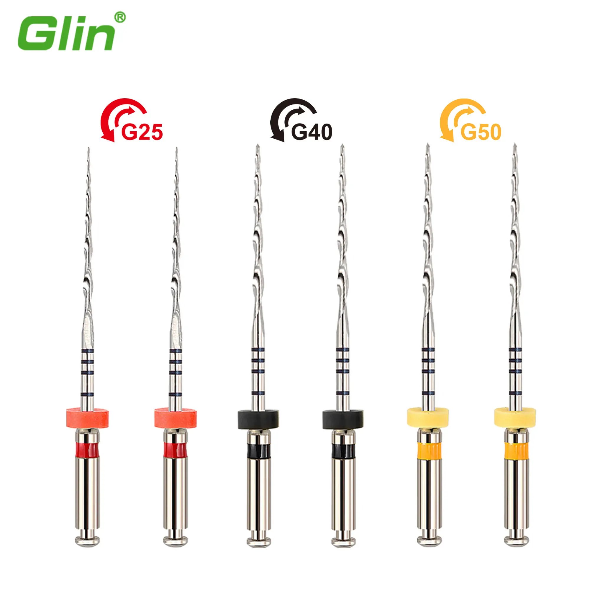 Sistema de Instrumentos Dentales Glin, Limas Rotatorias Recíprocas Simples, Materiales de Endodoncia, Limas para Conducto Radicular 25mm G25 G40 G50