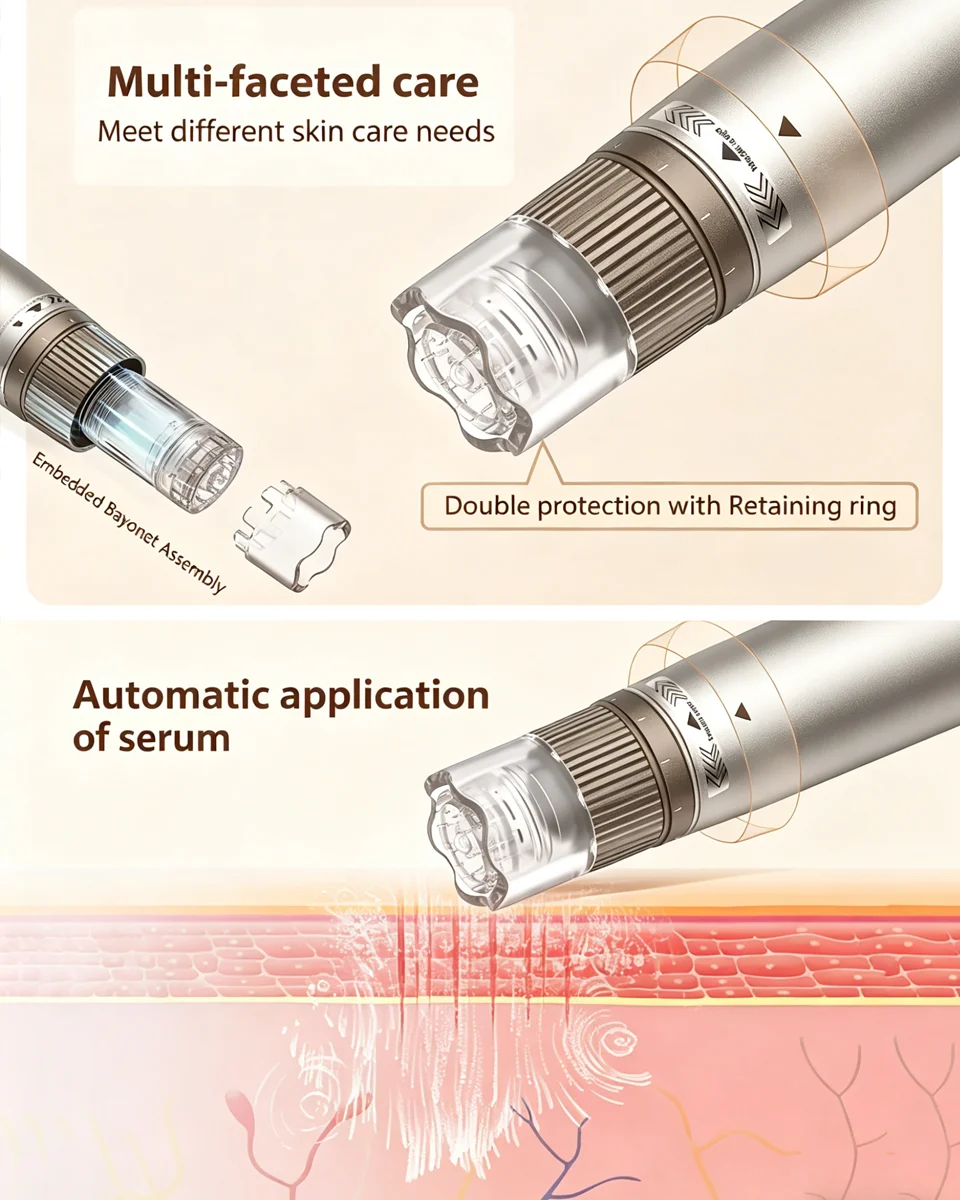 Dermapen Inalámbrico Profesional para Dr. Pen H3, 32 Pines Ajustables, Microagujas para Rostro y Cuerpo, Cicatrices de Acné, Cuidado de la Piel en Casa