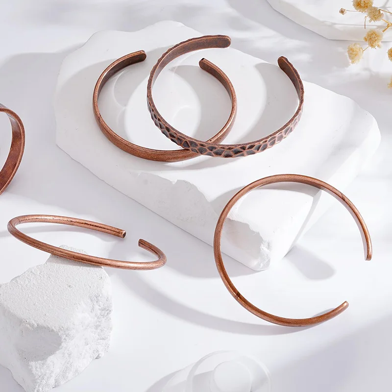 Pulseras de Cobre Puro para Mujer y Hombre, Brazaletes Curativos Impermeables para Hombre, Brazalete de Cobre Ajustable y Grueso, Joyería Curativa
