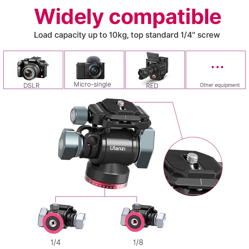 Ulanzi-Cabezal de bola hidráulica fluida para U-190, trípode panorámico para cámara de vídeo DSLR, con mango Arca, para monopié
