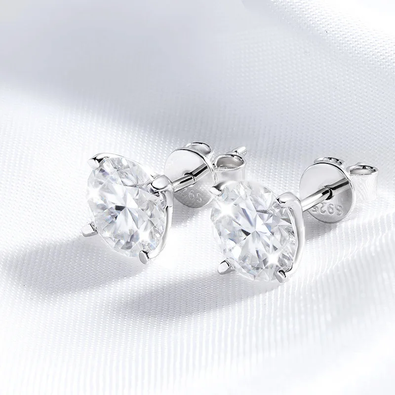 Smyoue cada uno 0,2-2CT pendientes de moissanita certificados para mujer 4 garras brillantes joyería para fiesta y boda plata esterlina S925