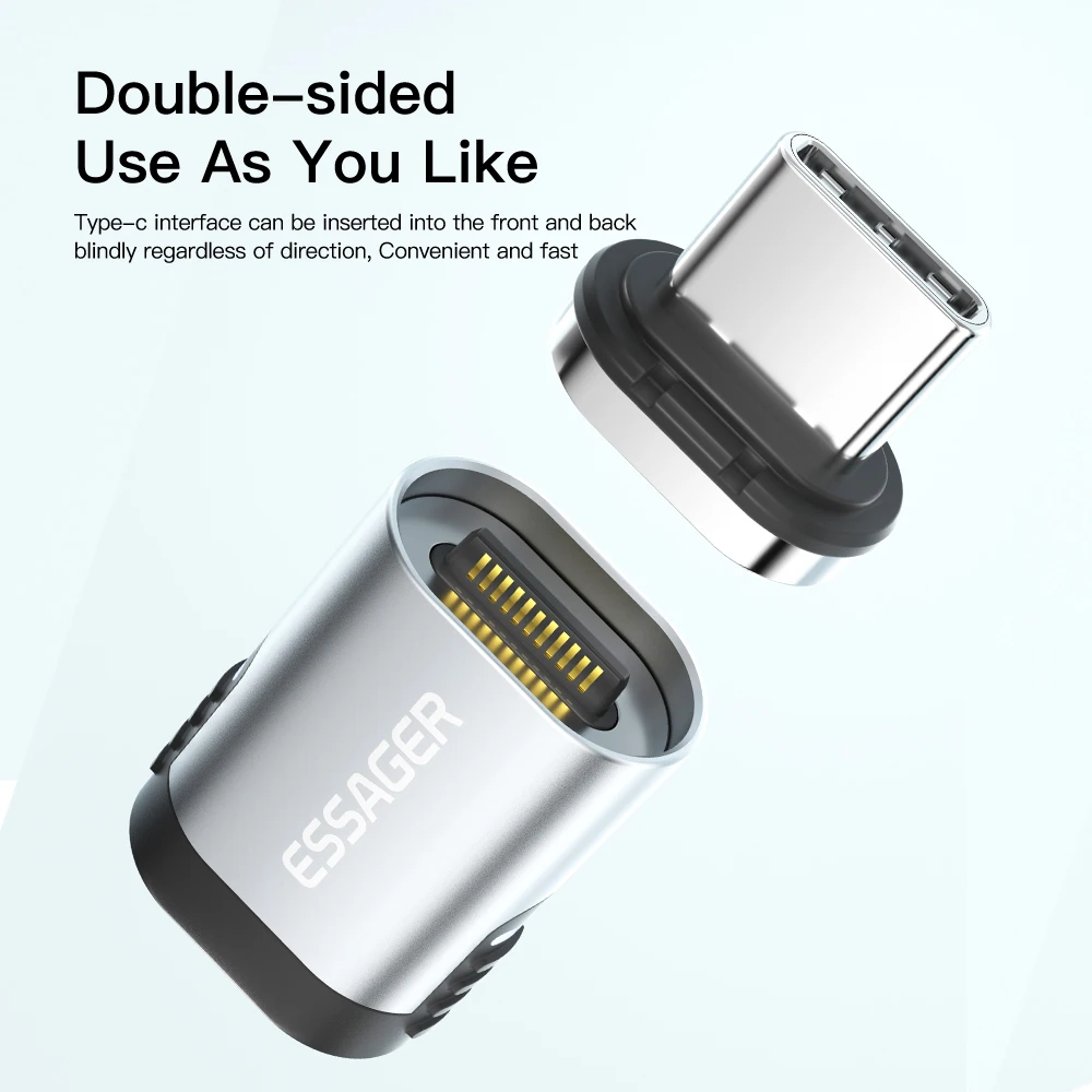 Adaptador magnético Essager de 100W, convertidor de Cable de carga rápida USB tipo C PD 3,0 de 24 pines para Ipad Pro Macbook, conector adaptador magnético