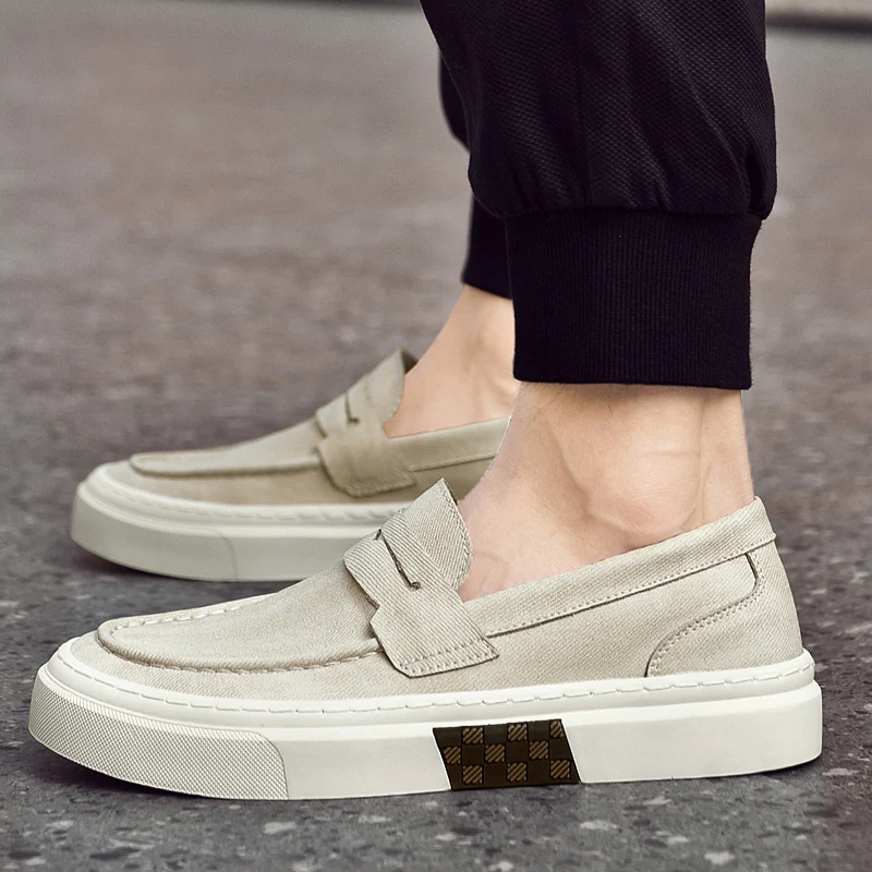 Mocasines de marca de diseñador para hombre, zapatos informales verdes, zapatos planos ligeros de suela blanda para caminar, zapatillas de deporte marrones de lujo para hombre