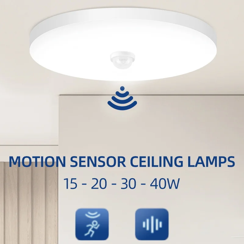 Lámpara de techo Led con Sensor de movimiento 110-220V lámpara de habitación inteligente infrarroja humana 20W 40W lámparas de techo para entrada balcón pasillo