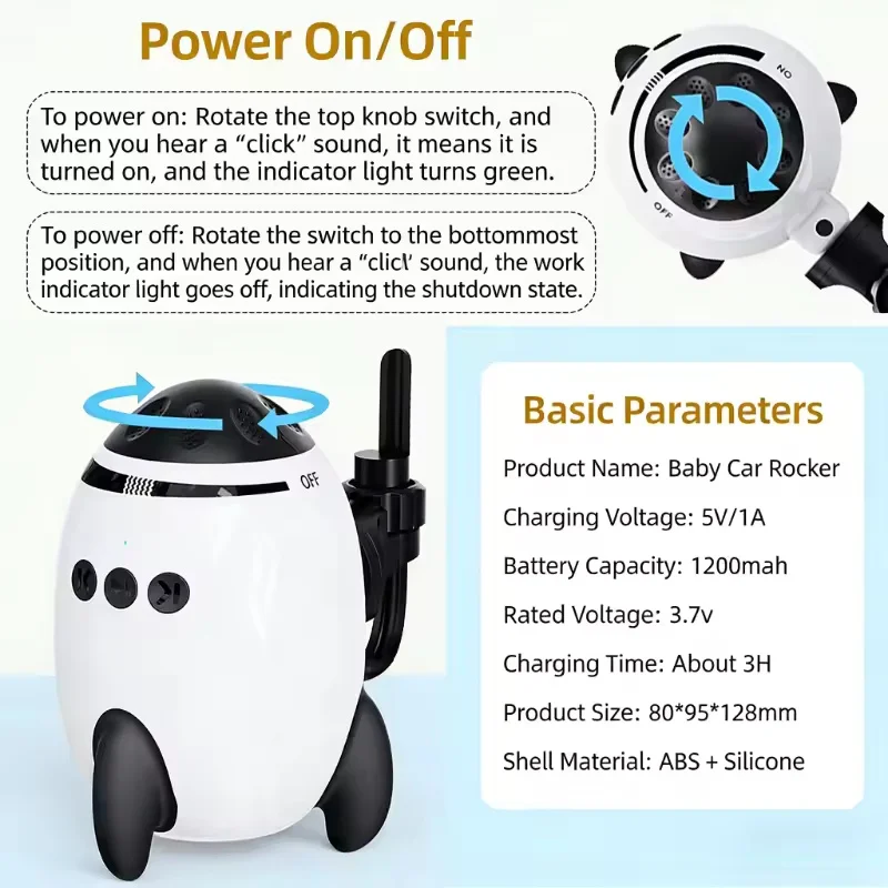 Accesorios para Silla de Paseo Portátil, Columpio Automático para Bebés, Dispositivo de Ayuda para Dormir con Sonido Blanco