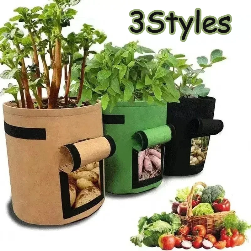 Bolsas de fieltro para cultivo de plantas, tela no tejida, maceta de patatas de jardín, bolsas de cultivo de verduras de invernadero, herramientas verticales hidratantes, 3 estilos