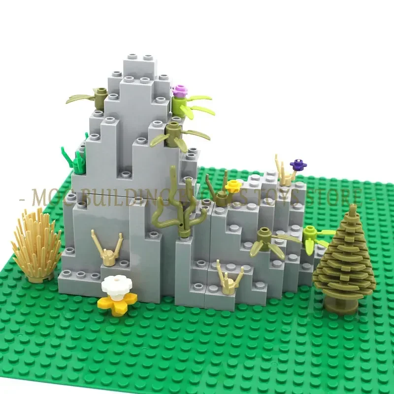 MOC Brick Rock Triangular rocalla piedra pared losa Barbacan Rampart montaña bloque de construcción DIY iluminar Compatible con juguete