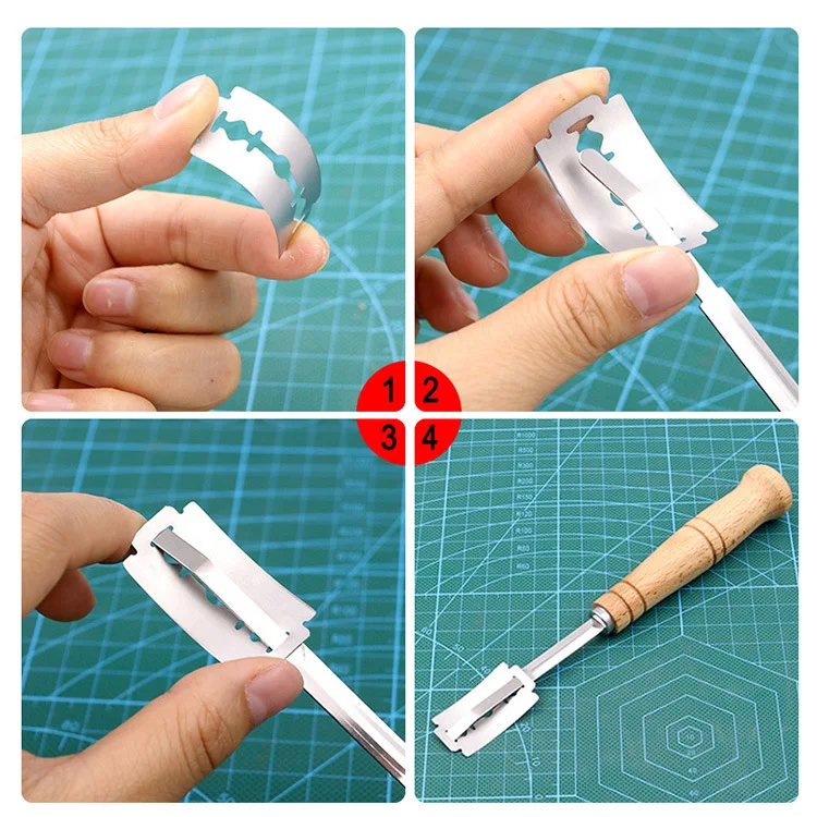 Paño con mango de madera con 5 hojas, puntuación de masa cojo, corte para pan de masa fermentada, cuchillo de puntuación de masa, herramientas de cocina