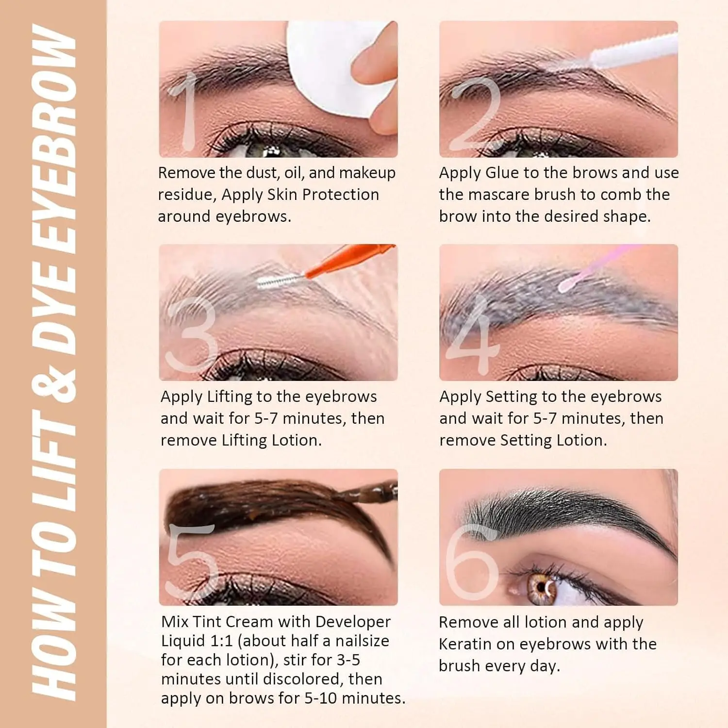 Kit de Lifting de Pestañas y Tinte Libeauty, Kit de Laminación de Cejas, Fácil de Usar para Principiantes, Pestañas o Cejas Más Gruesas y Voluminosas