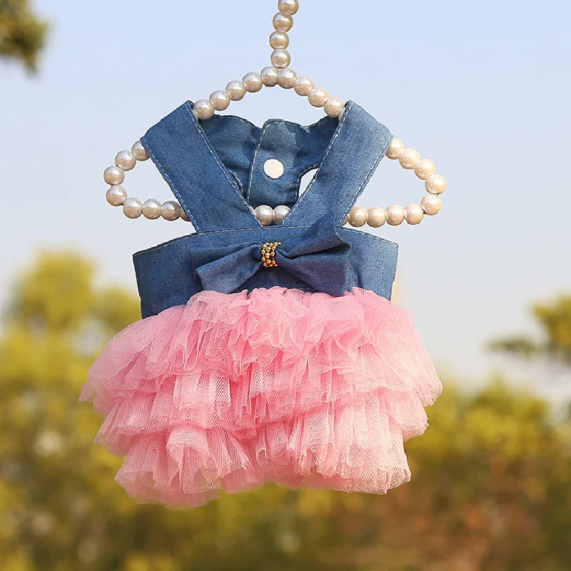 Vestido de verano para perros pequeños y medianos, falda de malla con tirantes a rayas para mascotas