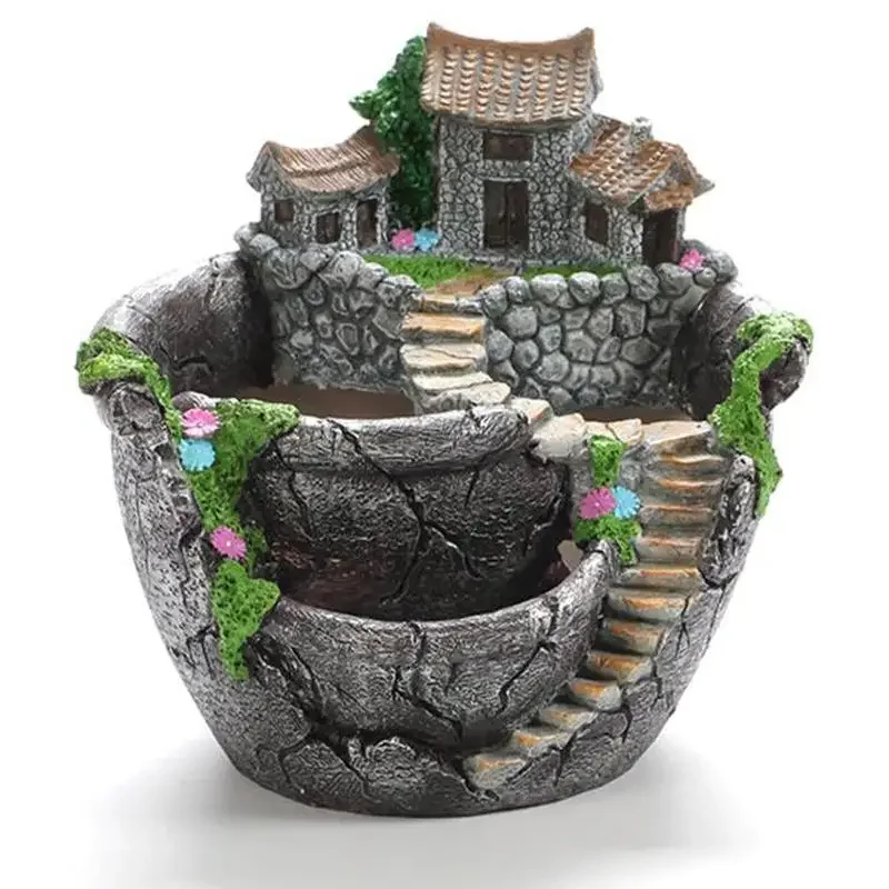 Maceta de plantas suculentas, maceta de resina, soporte para maceta de escritorio, decoración del jardín del hogar, soporte para plantas
