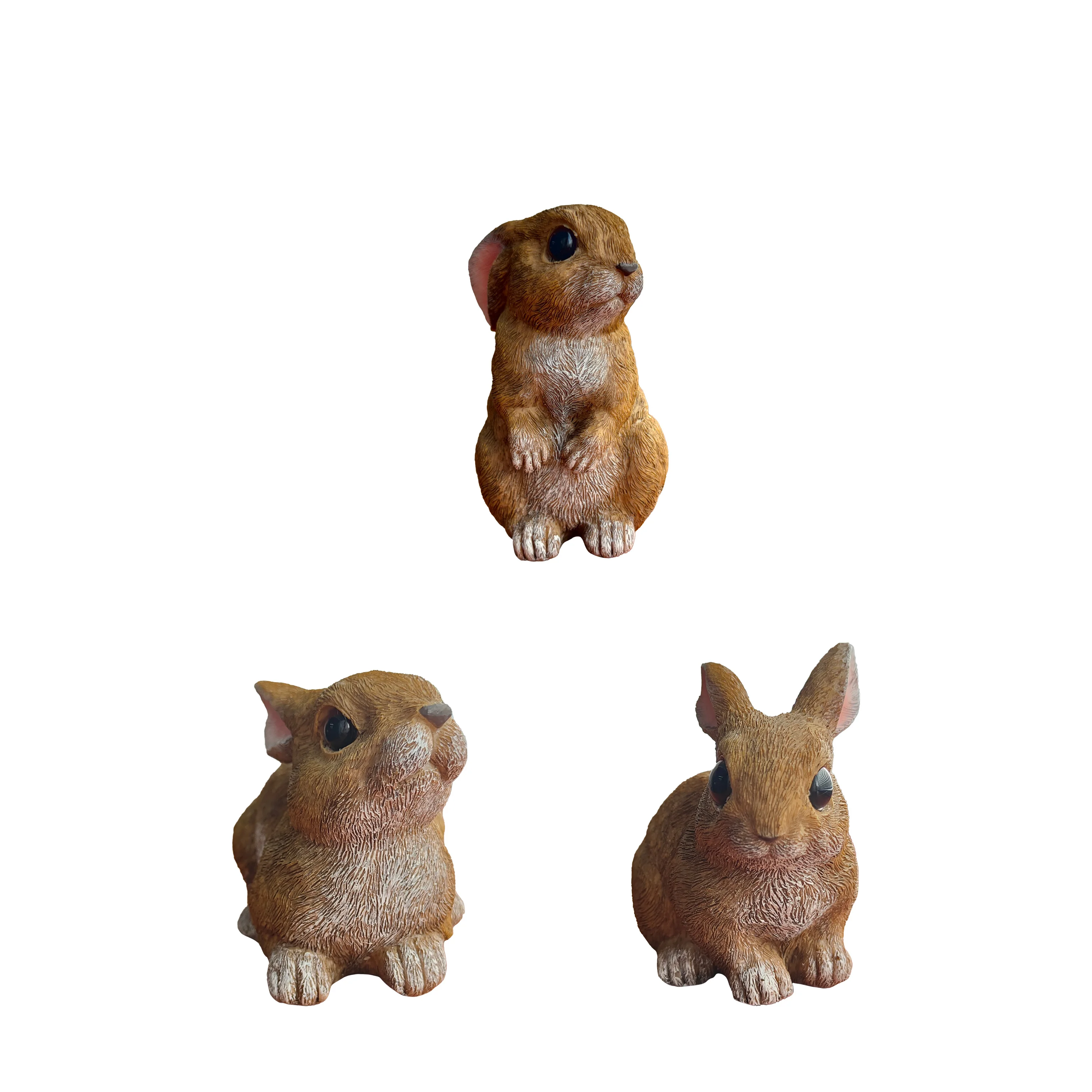 Decoración de conejito para exteriores, Juego de 3, estatuas para el hogar, jardín, mesa de conejo de pascua, Garde divertido