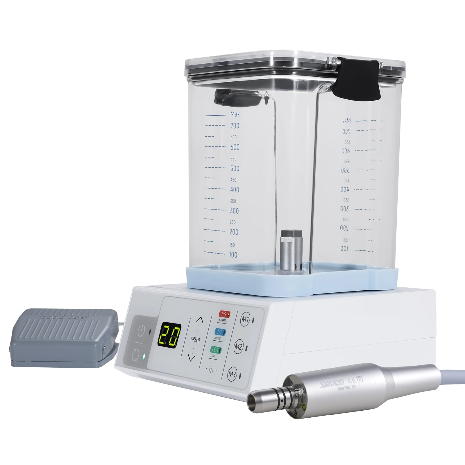 Micromotor eléctrico dental LED sin escobillas SANDENT de 40K RPM con sistema de control vectorial tipo E y tanque de agua para práctica quirúrgica