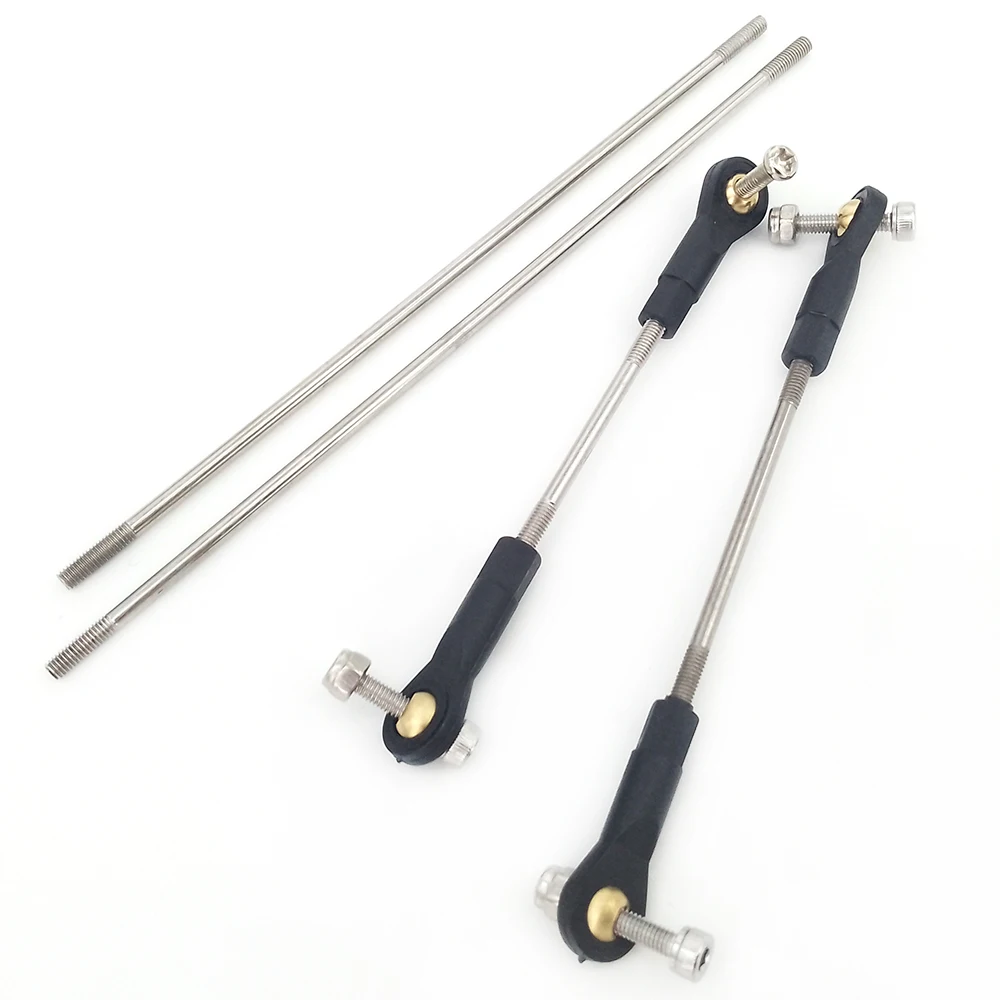 Varilla de empuje M3, varillas de amarre ajustables, junta de cabeza esférica, Servo enlace de acero inoxidable para barco RC, avión y coche, 1 ud.