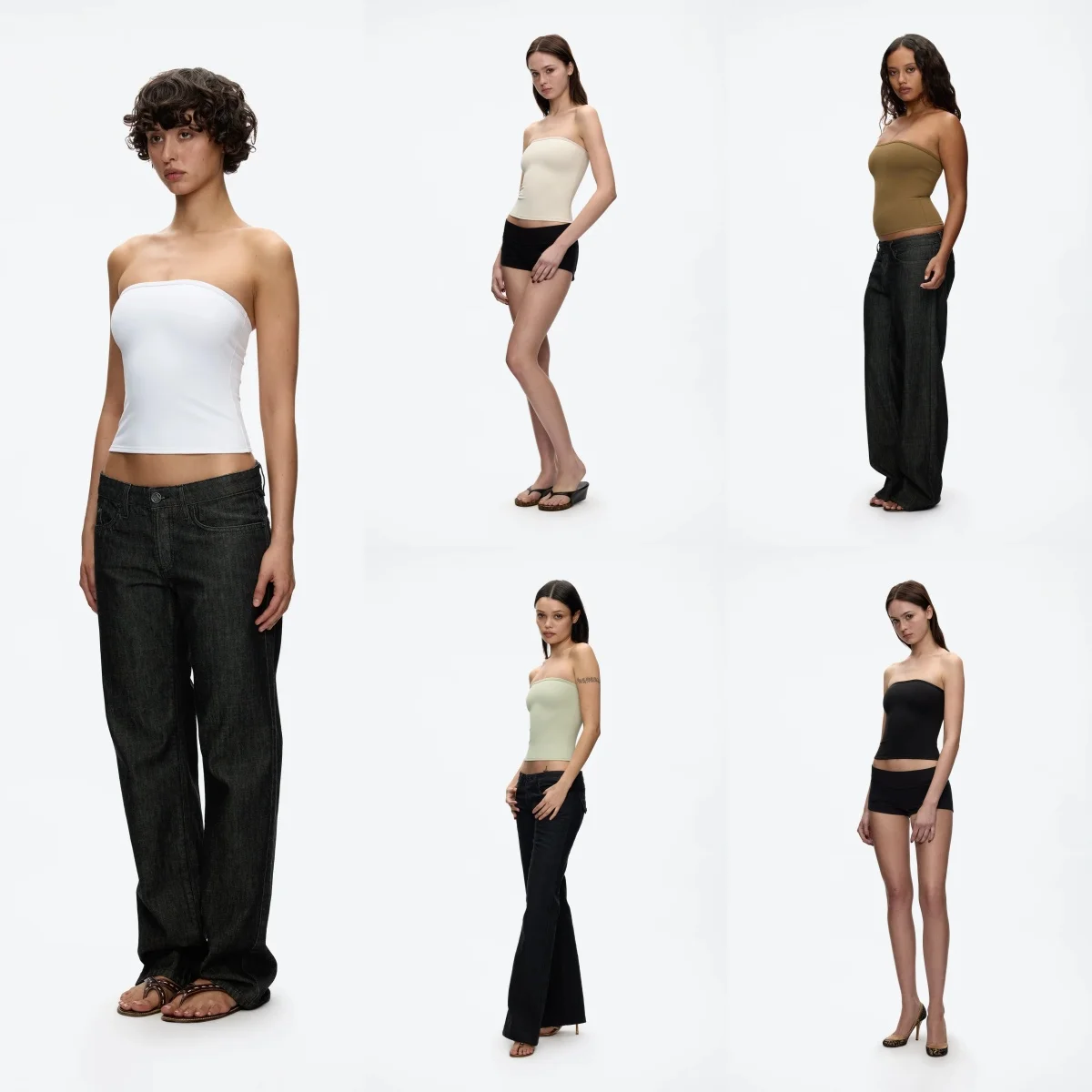 Top sin tirantes para mujer, ropa interior elástica ajustada, disponible en varios colores, top sexy, camiseta básica elástica ajustada que realza la cintura, estilo versátil