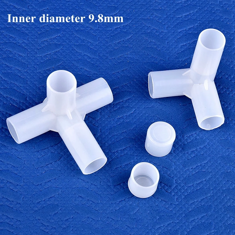 Conector de soporte para plantas de 9,8mm de diámetro interior, adaptador de tubo de junta en T de cuatro vías, accesorios para armario, estante DIY, decoraciones para patio y jardín, 2-30 Uds.