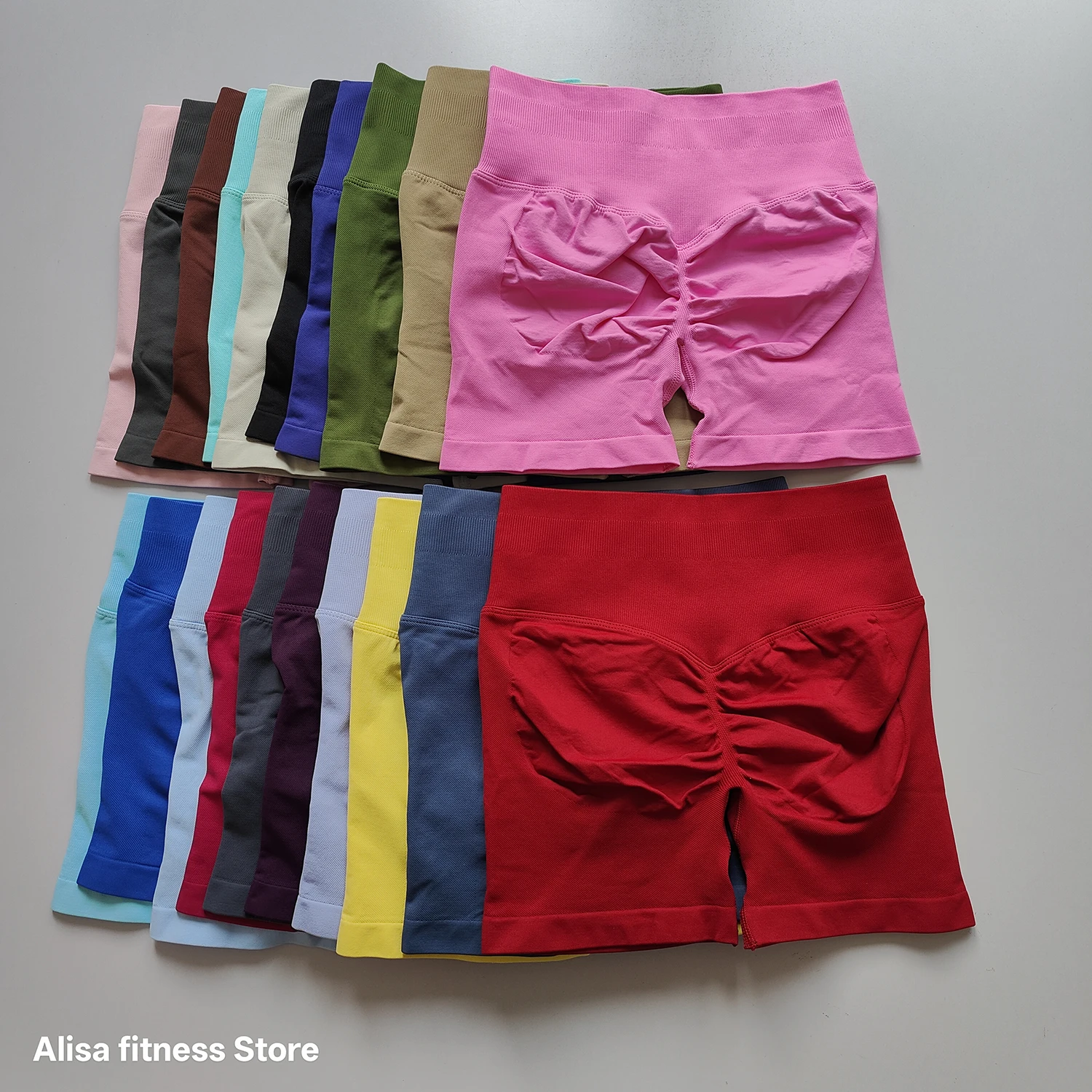 Shorts de Yoga de Cintura Alta para Verano, Control de Abdomen, Shorts Deportivos Sin Costuras, Shorts Cortos Sexys para Correr, Leggings de Yoga de Color Sólido