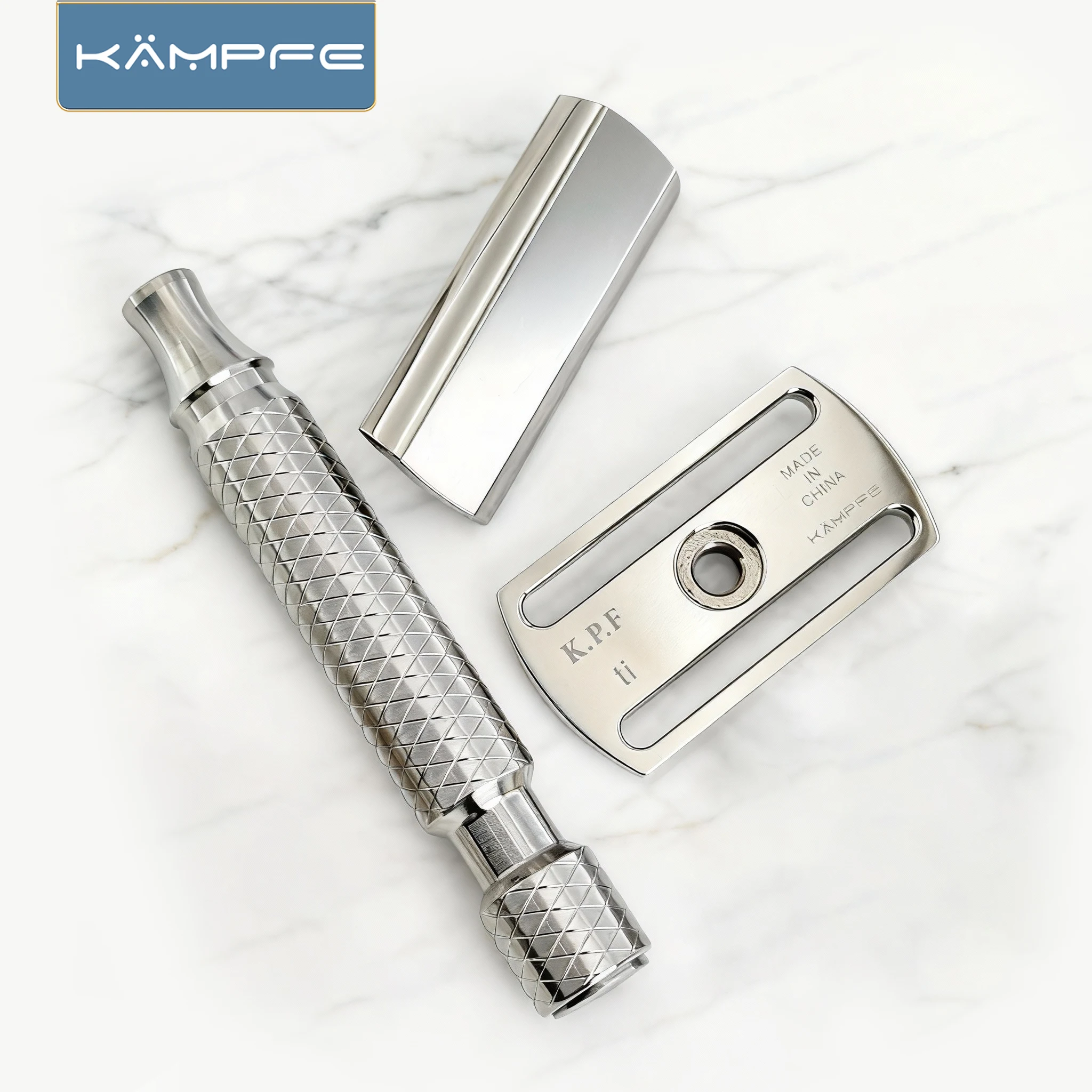 Afeitadora de titanio de precisión CNC KAMPFE para hombre, regalo para novio, maquinilla de afeitar de seguridad