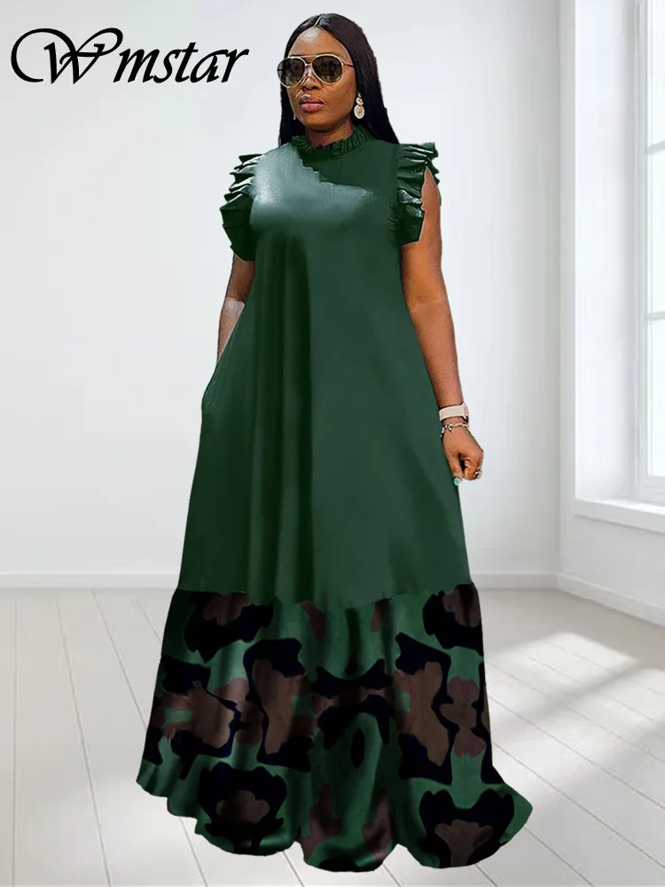 Wmstar-vestidos de talla grande para mujer, ropa de fiesta de verano, Patchwork, elegante, largo, moda, Maxi, venta al por mayor, envío directo