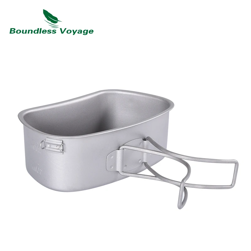 Juego de Tazas de Titanio para Camping Boundless Voyage, 1100ml+750ml+400ml, con Tapa y Cadena, Utensilios de Cocina para Exteriores