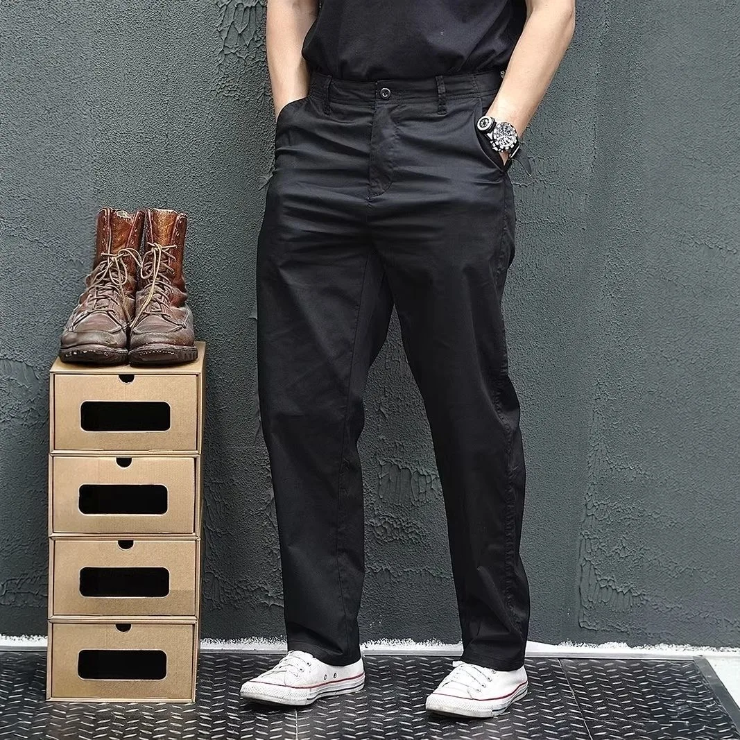 Nuevos pantalones clásicos de algodón puro de pierna recta para primavera/otoño, pantalones deportivos informales holgados de alta calidad para hombre, tallas 28-36