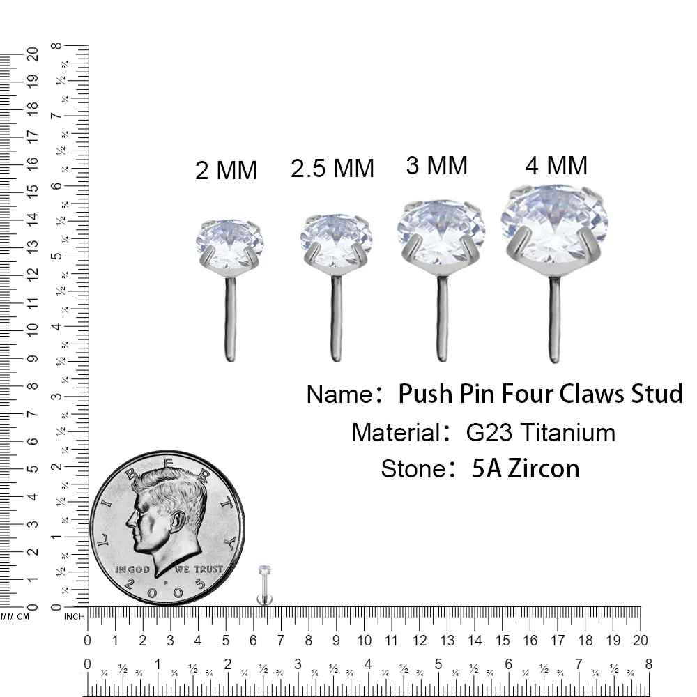 10 Uds. Pendientes sin rosca G23 titanio nariz PIERC Push Pin Labret labio anillos pendientes cartílago hélice Piercing joyería al por mayor