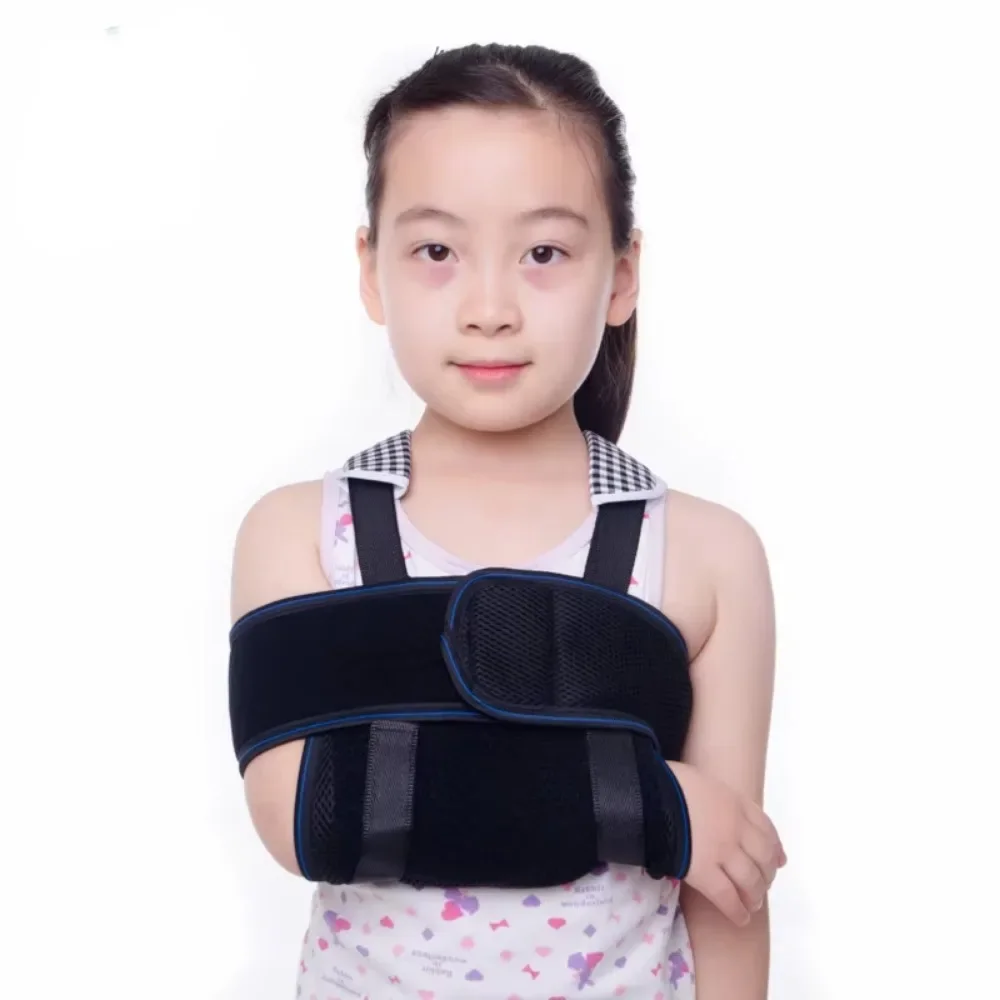 Eslinga fija para antebrazo para niños, correas de recuperación de fracturas para brazo y hombro de malla transpirable, banda de protección ajustable para esguince de articulación de muñeca