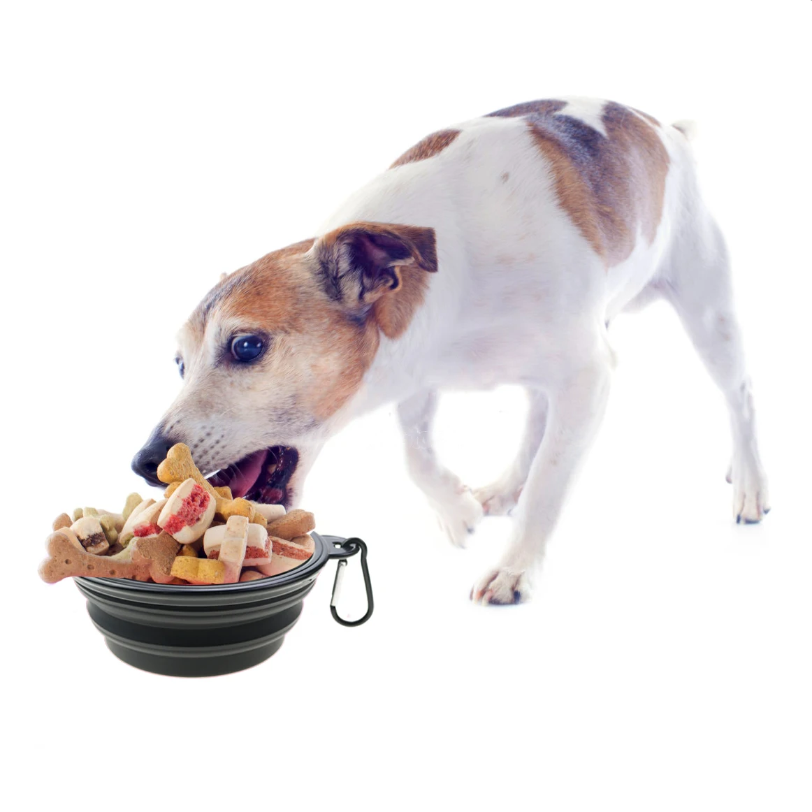 Cuenco de silicona suave para mascotas, recipiente plegable portátil de viaje para comida, agua, almacenamiento colgante, sin olor, 350ml, 1 unidad