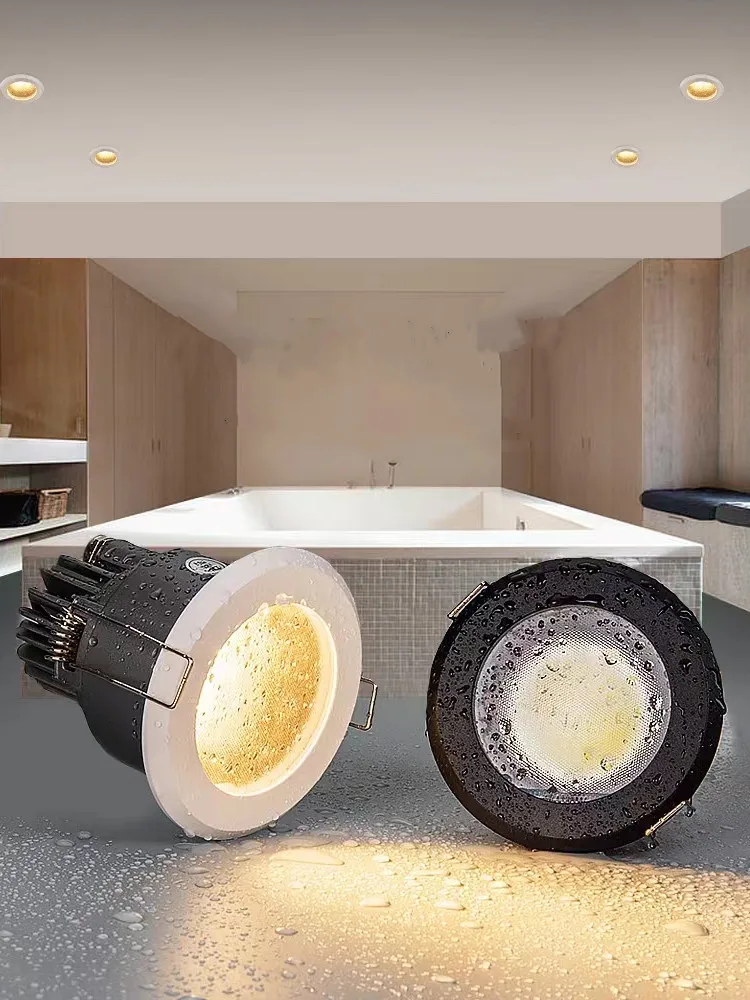 Foco LED redondo impermeable IP65, lámpara COB de aluminio para techo, cocina, ducha, baño, iluminación interior