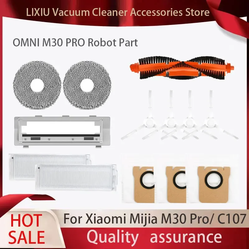 Accesorios para Xiaomi Mijia M30 Pro C107, rodillo de repuesto, Cepillo Lateral principal, filtro Hepa, paño de mopa, bolsa de polvo, repuestos